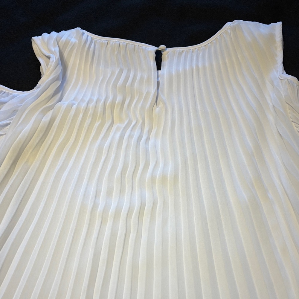 Cold Shoulder Blouse Slim Factor White Pleated elegant